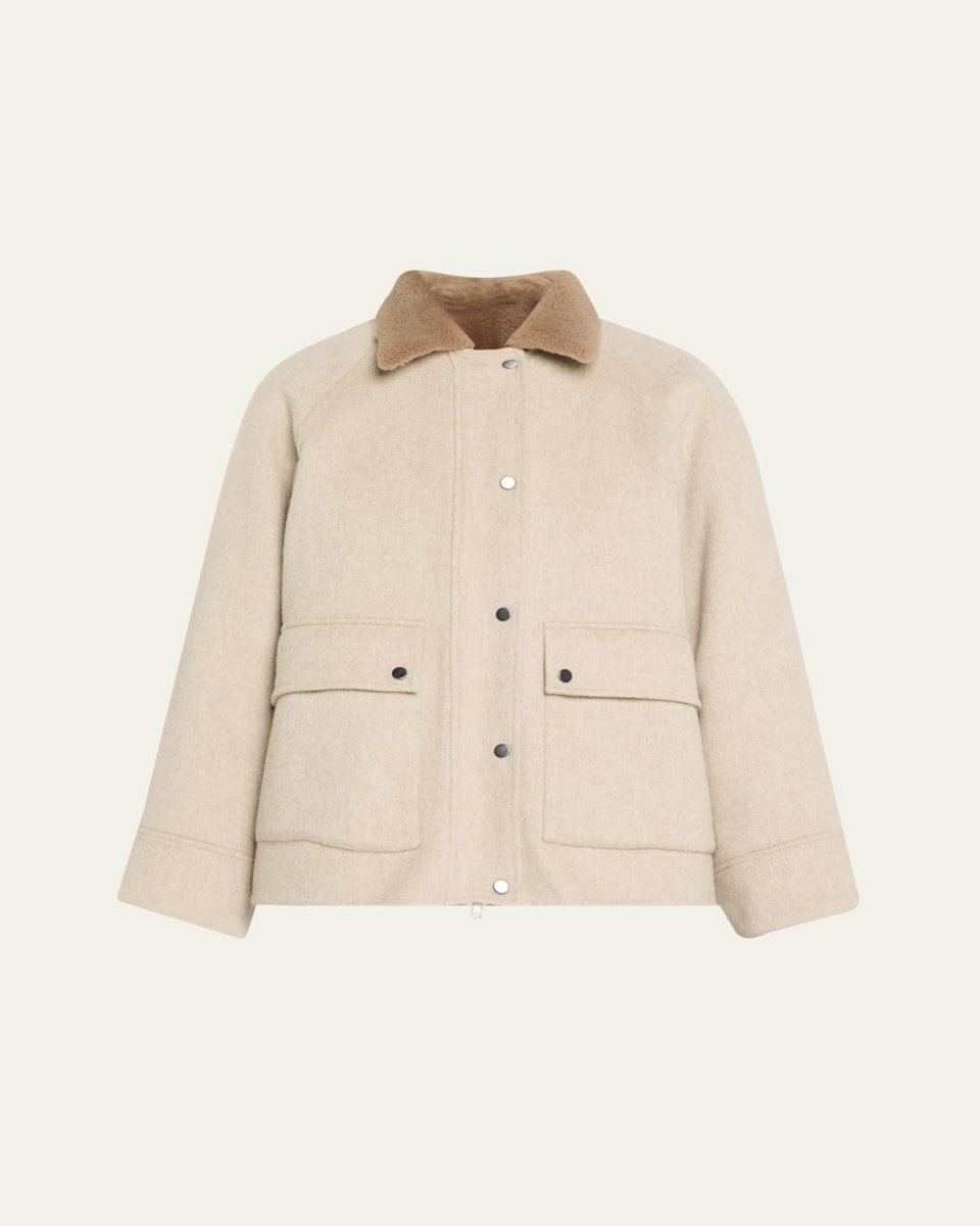 Cashmere Coat With Removable Sheep Shearling Liner And Collar